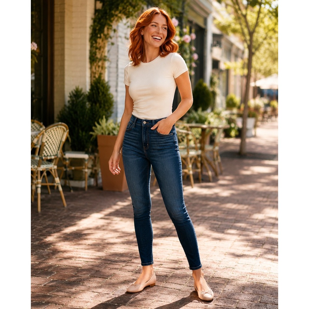 Madewell Jeans Women 28 Blue Curvy High-Rise Skinny Dark Wash Whiskered Denim